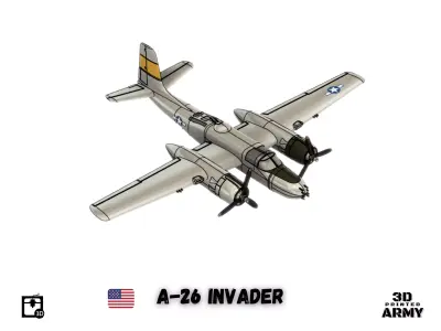 Douglas A-26 Invader - 3D printing files - 1-66 th scalemodel  3D print model