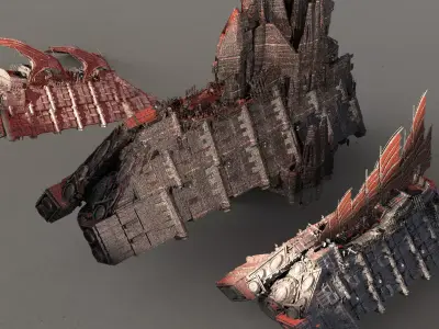 Hutt Desert Sail Barge carrier 3 models 3D model