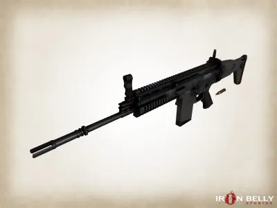 AAA FPS SCAR Assault Rifle  Low-poly 3D model