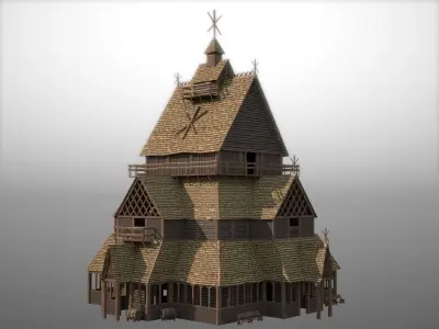 Viking Church Low-poly 3D model