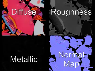 Cartoon Fish Character Model Pack Low-poly 3D model