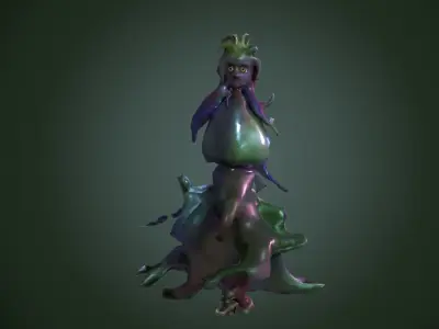 fantasy nature girl figure Low-poly 3D model