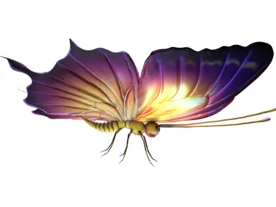 Fantasy Glowing Butterfly 3D Model Stylized Insect FBX Blender 3D model