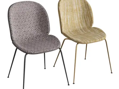 Beetle Dining Chair Front Upholstered Conic Base 3D model