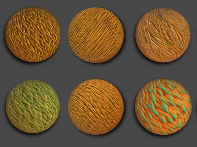 30 Stylized Fur Texture Brushes and Noise Pack Low-poly 3D model