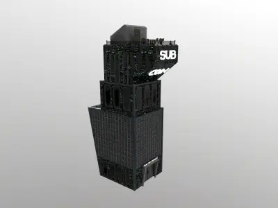 Cyberpunk City - Building 19 - Sub Coin Skyscraper Low-poly 3D model