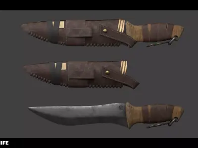 Hunting knife 3d model 4k game ready Low-poly 3D model