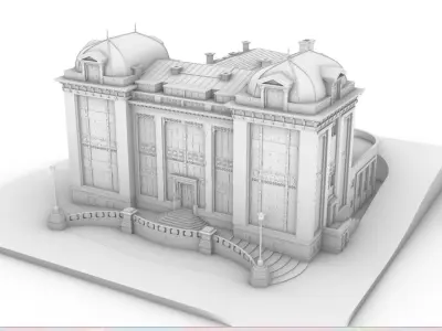 Emile Jacqmain High School Bruxelles building Low-poly 3D model