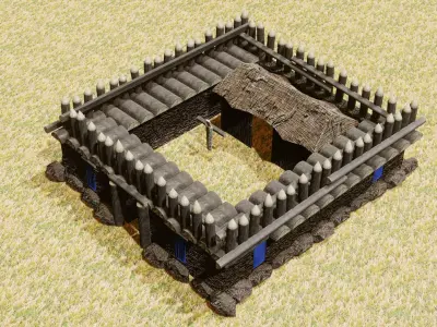 Barracks Age of Empires 2  Low-poly 3D model