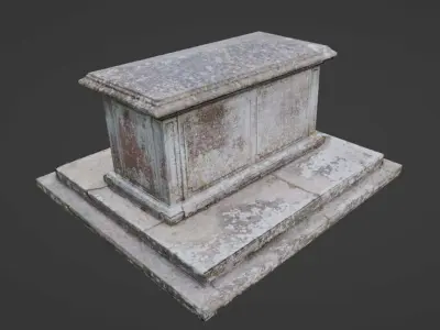 Tomb Grave Stone Sarcophagus Graveyard Cemetery Low-Poly Low-poly 3D model