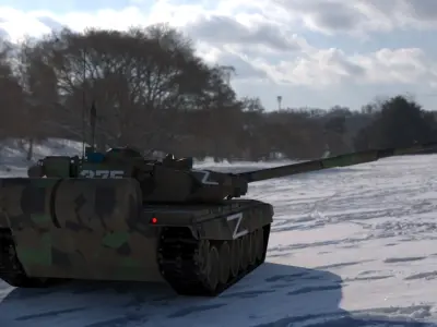 High Quality T90A Main Battle Tank with Iconic Z Marking  Low-poly 3D model