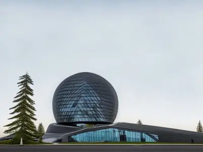 Futuristic Butterfly Museum Low-poly 3D model