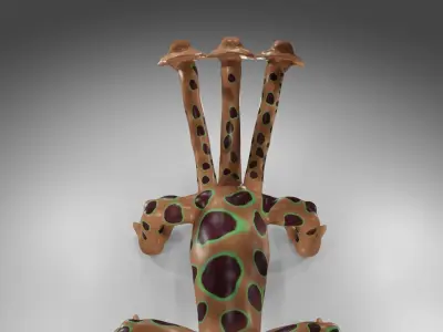 Three headed dragon lizard creature monster 3D model