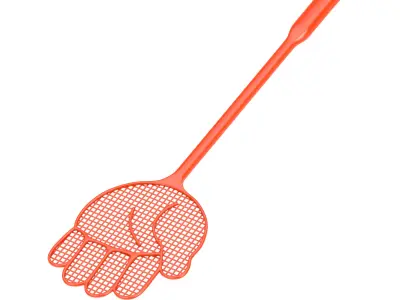Orange Fly Swatter in Shape of Hand 3D model