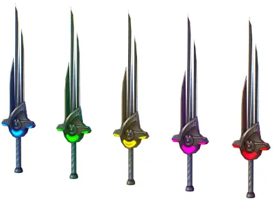 a set of cutting weapons Low-poly 3D model