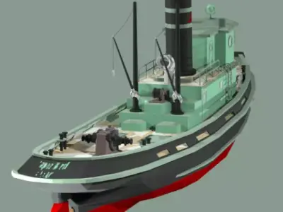 Old Fishing Boat B Low Poly 3D Model Low-poly 3D model