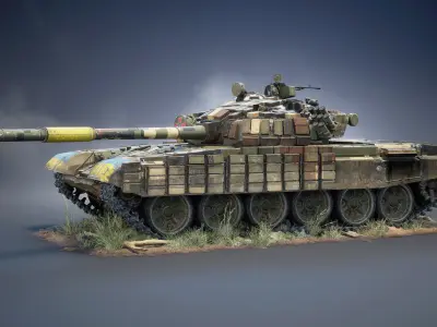 T-72B Tank Game Ready Low-poly 3D model