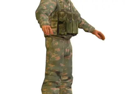 LowPoly Man Old USSR Soldier Low-poly 3D model