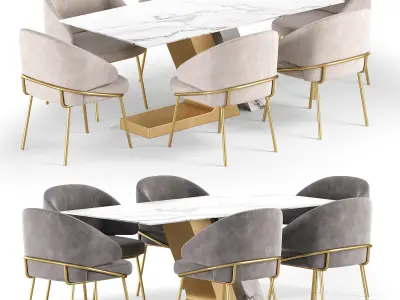 The cream-colored Emil chair 3D model