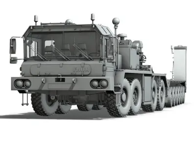 Faun STL-56 - Heavy Duty Tractor with 52t Semi-Trailer 3D model