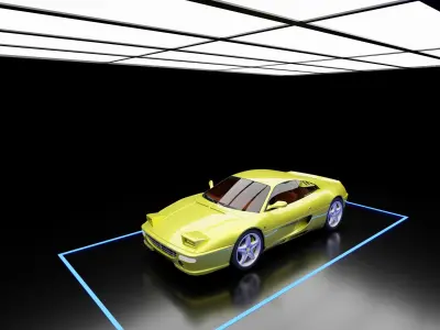 Car Exposition - Showroom Render Scene Low-poly 3D model