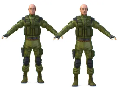 Subdivision 3d Men Military Solder Armor Low-poly 3D model