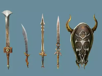 Medieval Polearms Weapon Pack 05 Low-poly 3D Model Low-poly 3D model