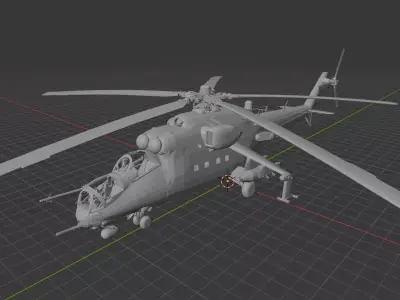 Mil Mi-24 Hind - Gunship Attack Helicopter 3D print model