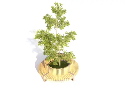 Modern Circular Tree Planter Bench 3D Model Low-poly 3D model