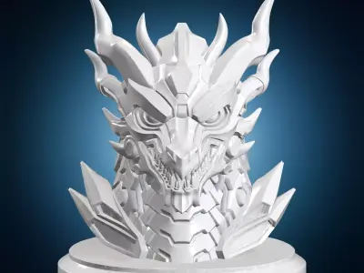 Mecha Dragon Bust 3D Print Model 3D print model