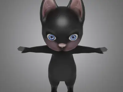 LowPoly 3D model of a kitten Low-poly 3D model