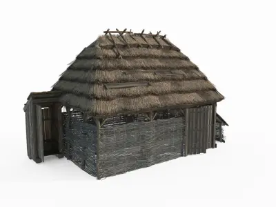 Medieval thatched cottage storage room 3D model