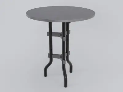 Simple Steel Round Table Free low-poly 3D model