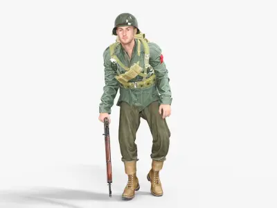 World War II US Soldier  Low-poly 3D model
