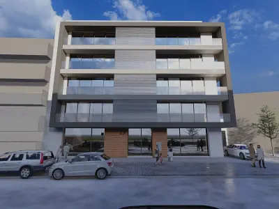 6 Floor Multifamily Mixed Use Building SketchUp and Lumion Model 3D model