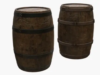 Wooden Barrels Assets 5 Low-poly 3D model