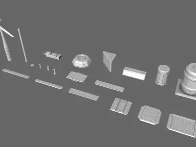 3D Sci-Fi Prop Kit Bash Free 3D model