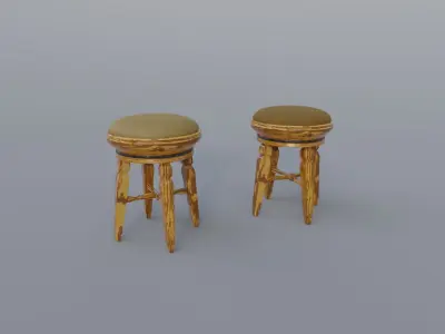 Realistic Pbr Ottomans Awesome Footstool Pack Free low-poly 3D model