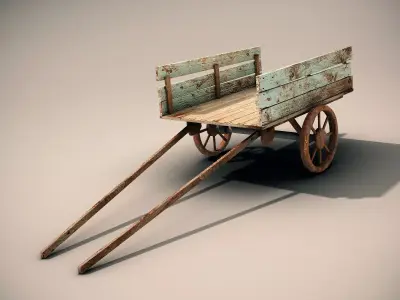 Mule Cart Low-poly 3D model