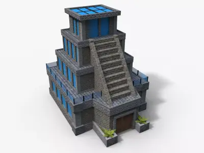 Cartoon Temple Low-poly 3D model