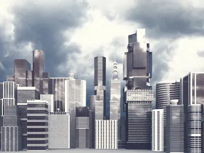 A collection of one hundred high-detailed skyscrapers 3D model