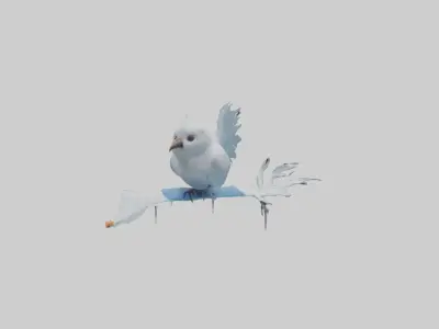 Ice Bird Model Low-poly 3D model