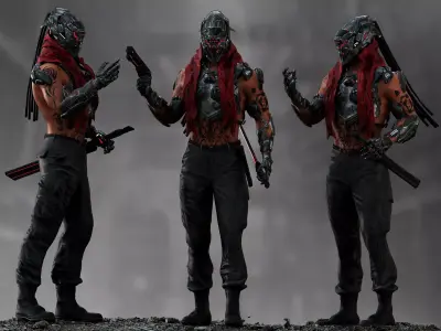 Sci Fi Cyberpunk Samurai Low-poly 3D model