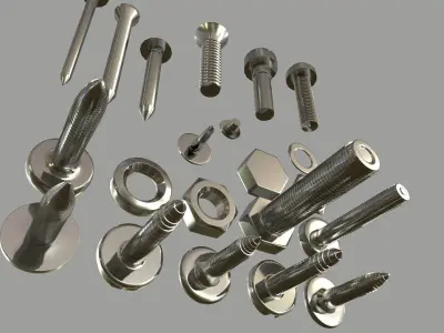 metal nut and bolt Pack 3D model