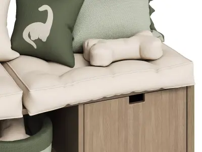 Decorative pillow set for childrens room with dinosaur 3D model