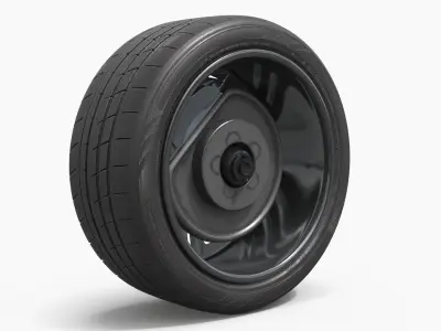 Wheel Hybrid Car with Low Profile Tire 3D model