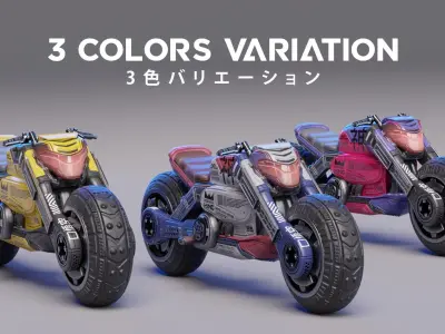 Lowpoly Cyberpunk Motorcycle - Sun Wukong Bike Low-poly 3D model