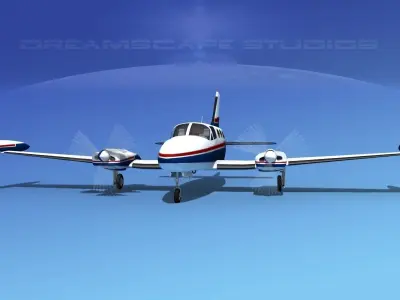 Cessna 414 Chancellor V08 3D model