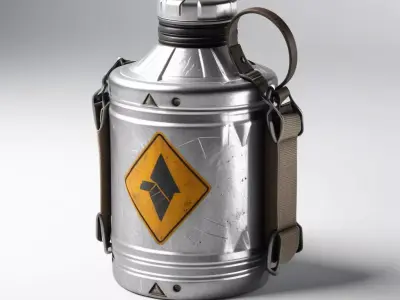 Worn Metal Canteen with Strap 3D model