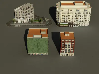 Building Collection 25-28 Low-poly 3D model